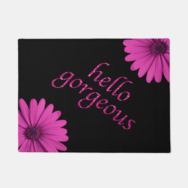 Paillasson Marguerites roses Girly de citation magnifique (Devant)