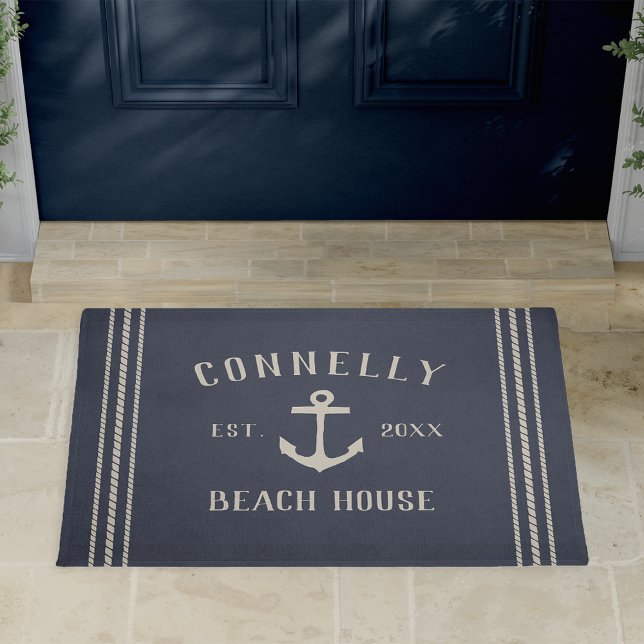 Paillasson Marine | Beach House Ancre rustique personnalisée (Créateur téléchargé)