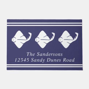 Paillasson Marine Bleu Côtier Nautique Stingray Manta Ray Por