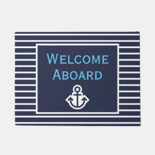 Paillasson Marine et Ancre blanche Bienvenue à bord du bateau