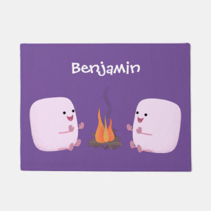 Paillasson Marshmallows mignons roses par dessin animé sur le