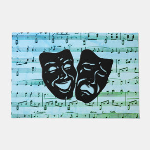 Paillasson Masques de théâtre unis par la musique bleue de l'