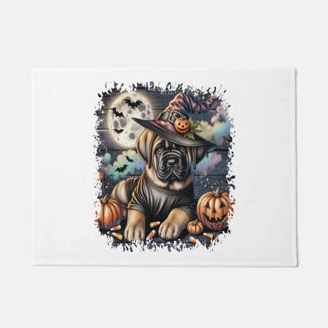 Paillasson Mastiff Chien Halloween Carré (Devant)