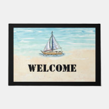 Mat de la porte d'accueil du bateau à voile