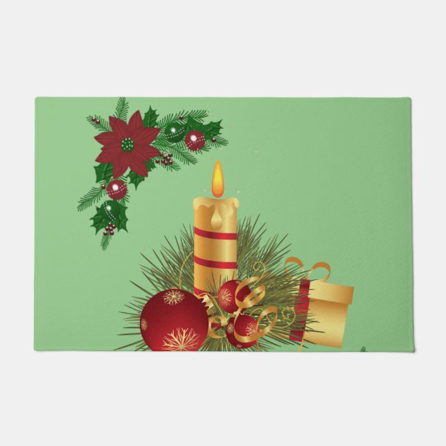 Paillasson Mat de la porte de Noël, bougie de Noël (Devant)