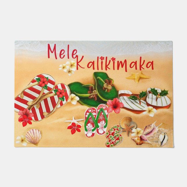 Paillasson Mat de la porte de Noël hawaïenne (Devant)