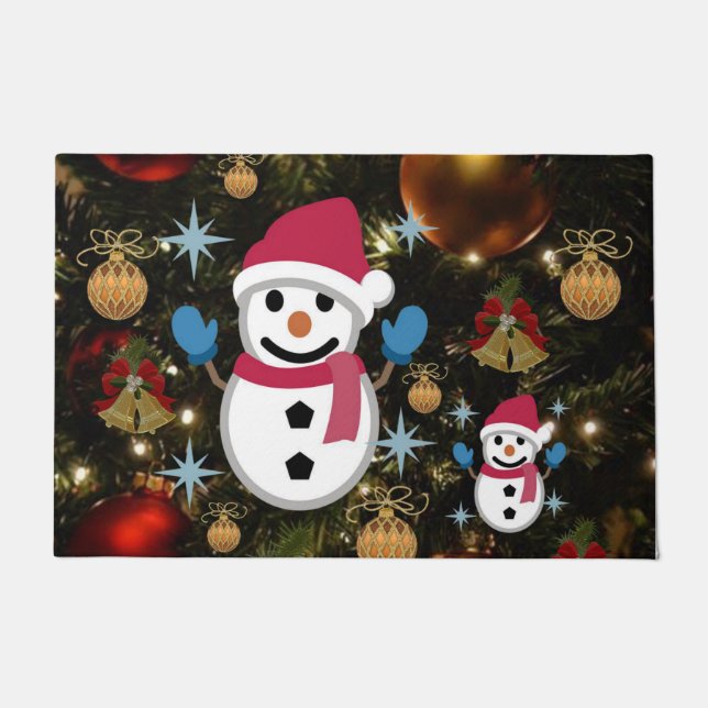 Paillasson Mat de la porte de Noël, Snowman (Devant)