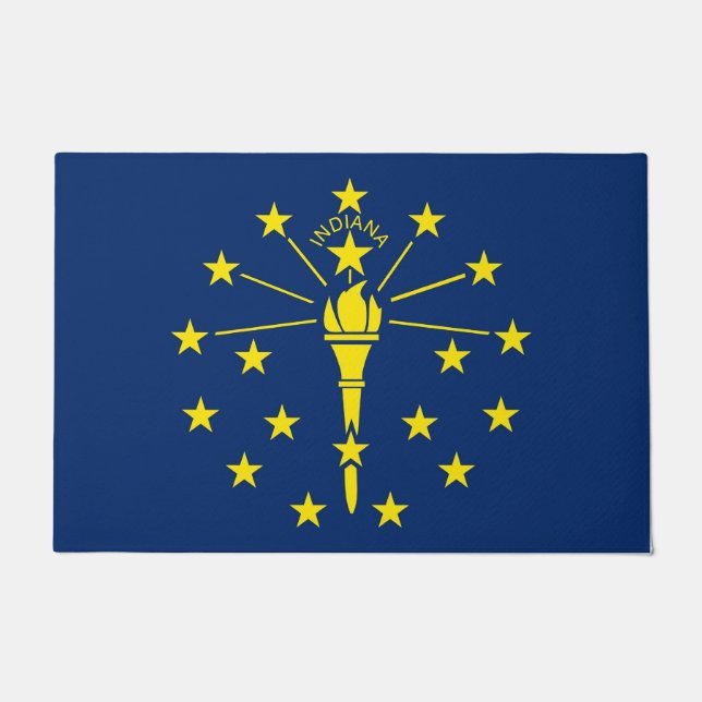 Paillasson Mat de porte avec drapeau de l'état de l'Indiana,  (Devant)