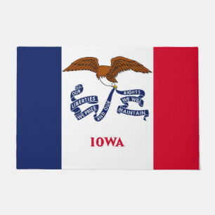 Paillasson Mat de porte avec Drapeau de l'Etat de l'Iowa, USA