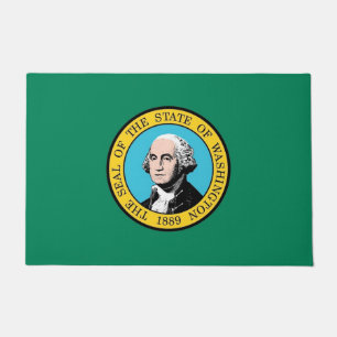 Paillasson Mat de porte avec Drapeau de l'Etat de Washington,