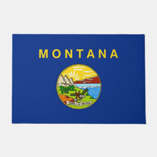 Paillasson Mat de porte avec Drapeau de Montana State, USA