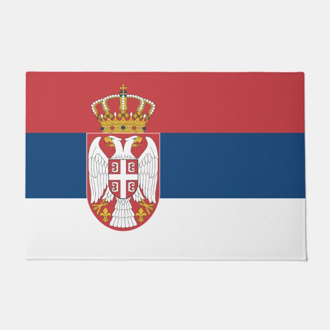 Paillasson Mat de porte avec Drapeau de Serbie (Devant)