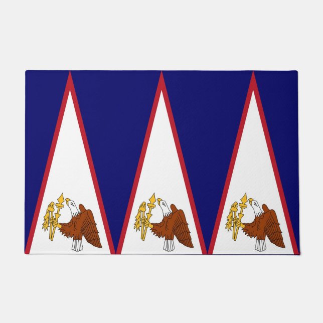 Paillasson Mat de porte avec Drapeau des Samoa américaines, U (Devant)