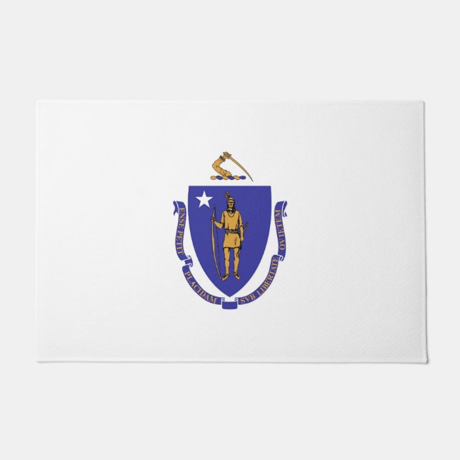 Paillasson Mat de porte avec Drapeau du Massachusetts State,  (Devant)
