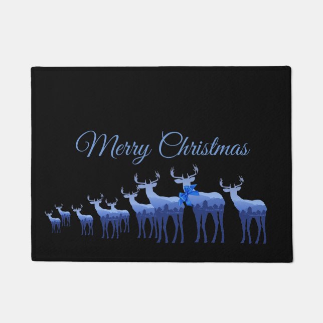 Paillasson Matelas de vacances Joyeux Noël Cerf Bleu/Elk (Devant)