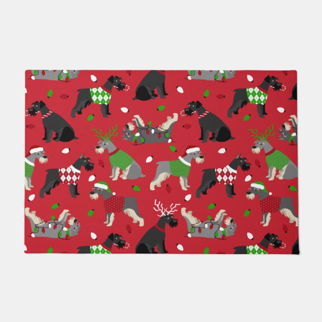 Paillasson Matette de Noël Schnauzer (Devant)