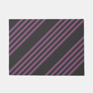 Paillasson Mauve violet et charbon de bois cinq bandes motif