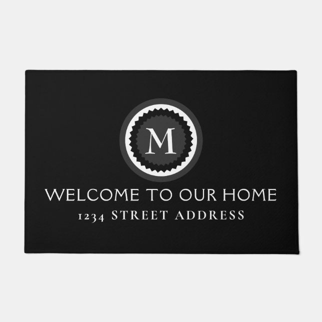 Paillasson Médaillon de monogramme décoratif moderne | Bienve (Devant)