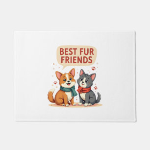 Paillasson Meilleurs amis en pelage Vintage Chat et Chien de