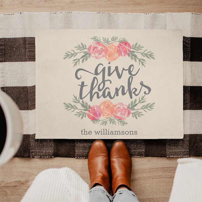 Paillasson Merci. | Aquarelle Thanksgiving Personnalisée (Créateur téléchargé)