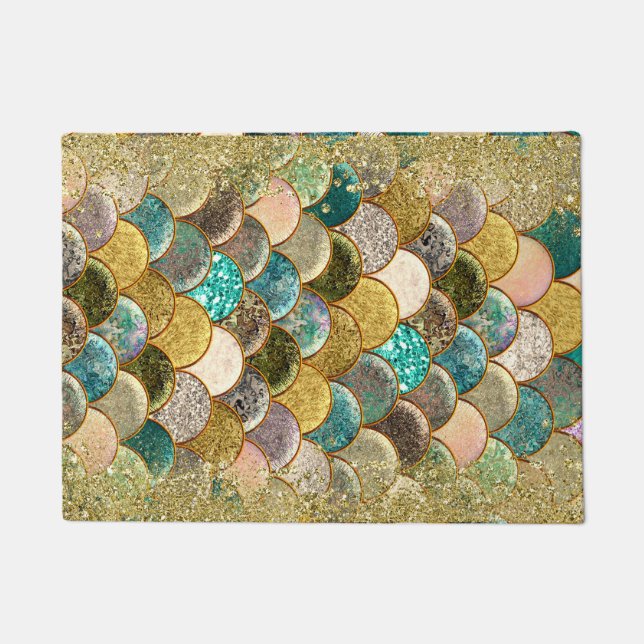 Paillasson Mermaid Scales Multicolore Glitter Glam Trendy (Devant)