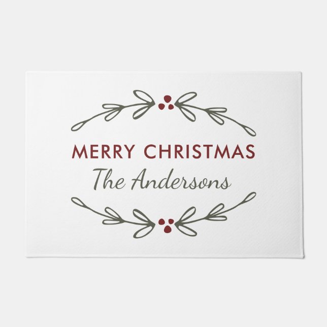 Paillasson Merry Christmas Mistletoe and Berries Doormat (Devant)