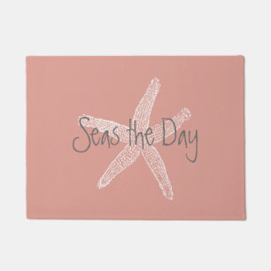 Paillasson Mers les étoiles de mer vintages de jour sur le
