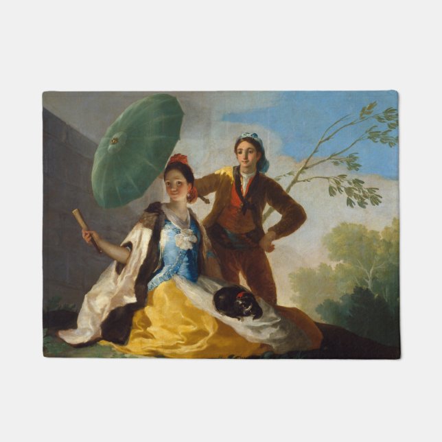 Paillasson Messieurs tenant un parasol pour une dame espagnol (Devant)