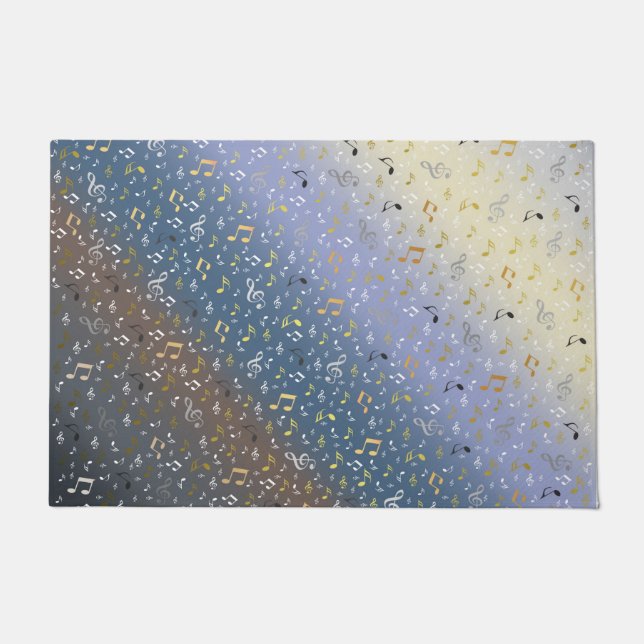 Paillasson métal, brillant, motif, musique, note, élégant, (Devant)