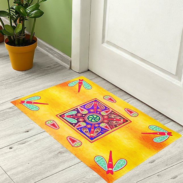 Paillasson Mexique Huichol Golden & Purple Art Motif Trink (Créateur téléchargé)