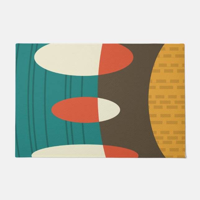Paillasson Mi-siècle moderne Abstrait Vinyl coloré (Devant)