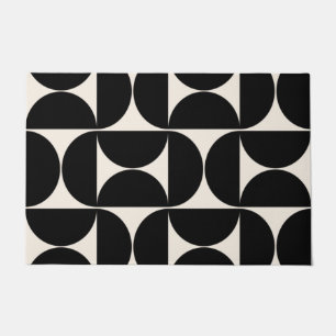 Paillasson Mi-Siècle Moderne Motif Vintage Noir Et Blanc