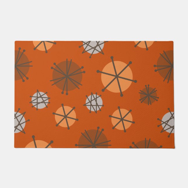 Paillasson Mi-siècle Starbursts Modernes Brûlé Orange (Devant)