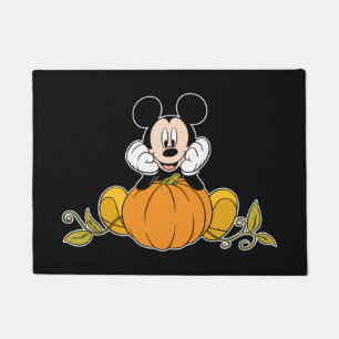 Paillasson Mickey Souris assise sur le Citrouille