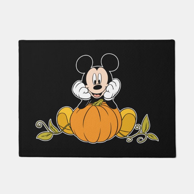 Paillasson Mickey Souris assise sur le Citrouille (Devant)