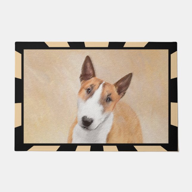 Paillasson Miniature Taureau Terrier Peinture - Joli Original (Devant)