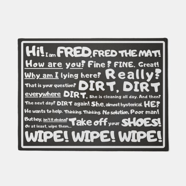 Paillasson Minimal, Witty - Fred the Mat, Votre texte humoris (Devant)