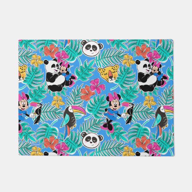 Paillasson Minnie Mouse | Motif d'été tropical (Devant)