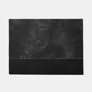 Paillasson Minuit Onyx Romance   Black Satiny Grunge Damask