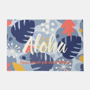 Paillasson Mod Monstera Feuilles Abstrait Hawaï Tropical - Bl