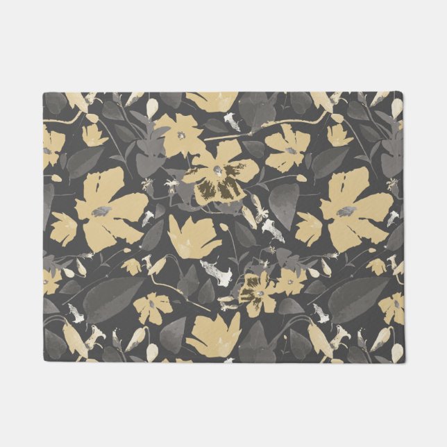 Paillasson Modèle floral gris or féminin (Devant)