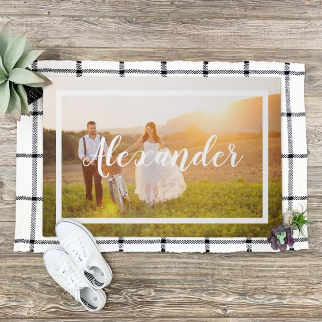 Paillasson Modèle moderne Monogramme Mariage Photo Doormat (Créateur téléchargé)
