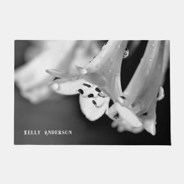 Paillasson Modern Minimalist Black & White Flower with ursign (Devant)