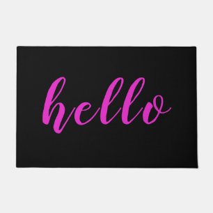 Paillasson Moderne Élégant Chic Fun Pink Hello Black