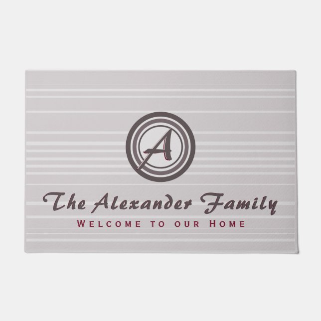 Paillasson Monogram Medallion Nom de famille Bienvenue (Devant)