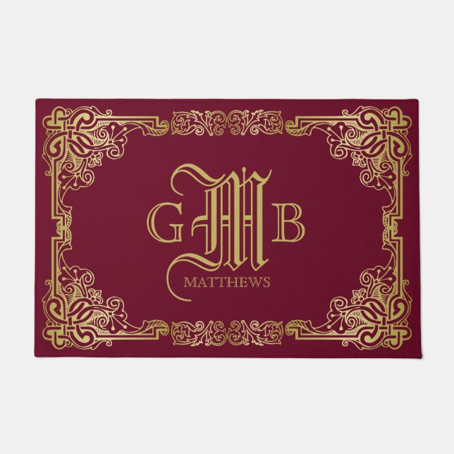 Paillasson Monogramme Bourgogne Mariage classique de cadre d' (Devant)