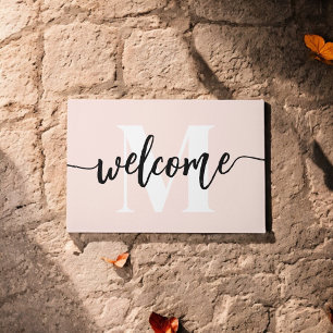 Paillasson Monogramme Brasage Script Welcome Blush Rose