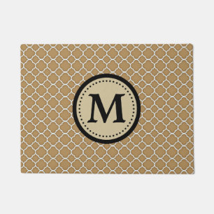 Paillasson Monogramme bronzage de motif d'Ecru Quatrefoil