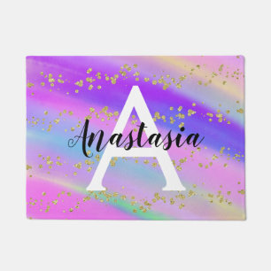 Paillasson Monogramme coloré de la Parties scintillant d'or