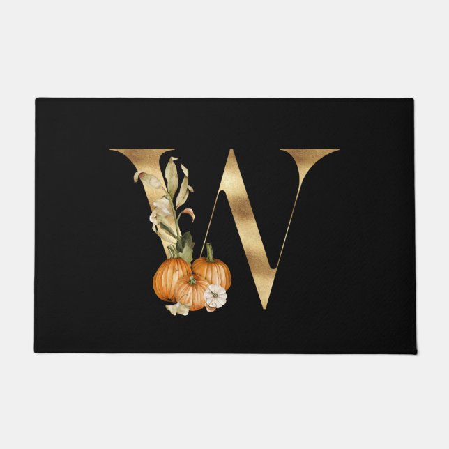 Paillasson Monogramme d'automne classique W avec Citrouille (Devant)